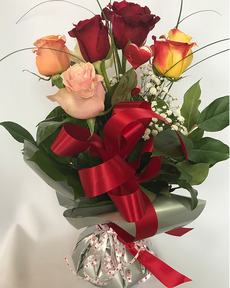 Bouquett’o 6 Roses – Couleurs Différentes